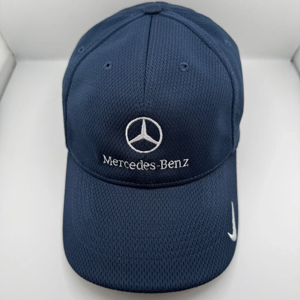 Nike Golf Mercedes-Benz Hat Mens L/XL Navy Blue Excellent Embroidered Mesh Cap